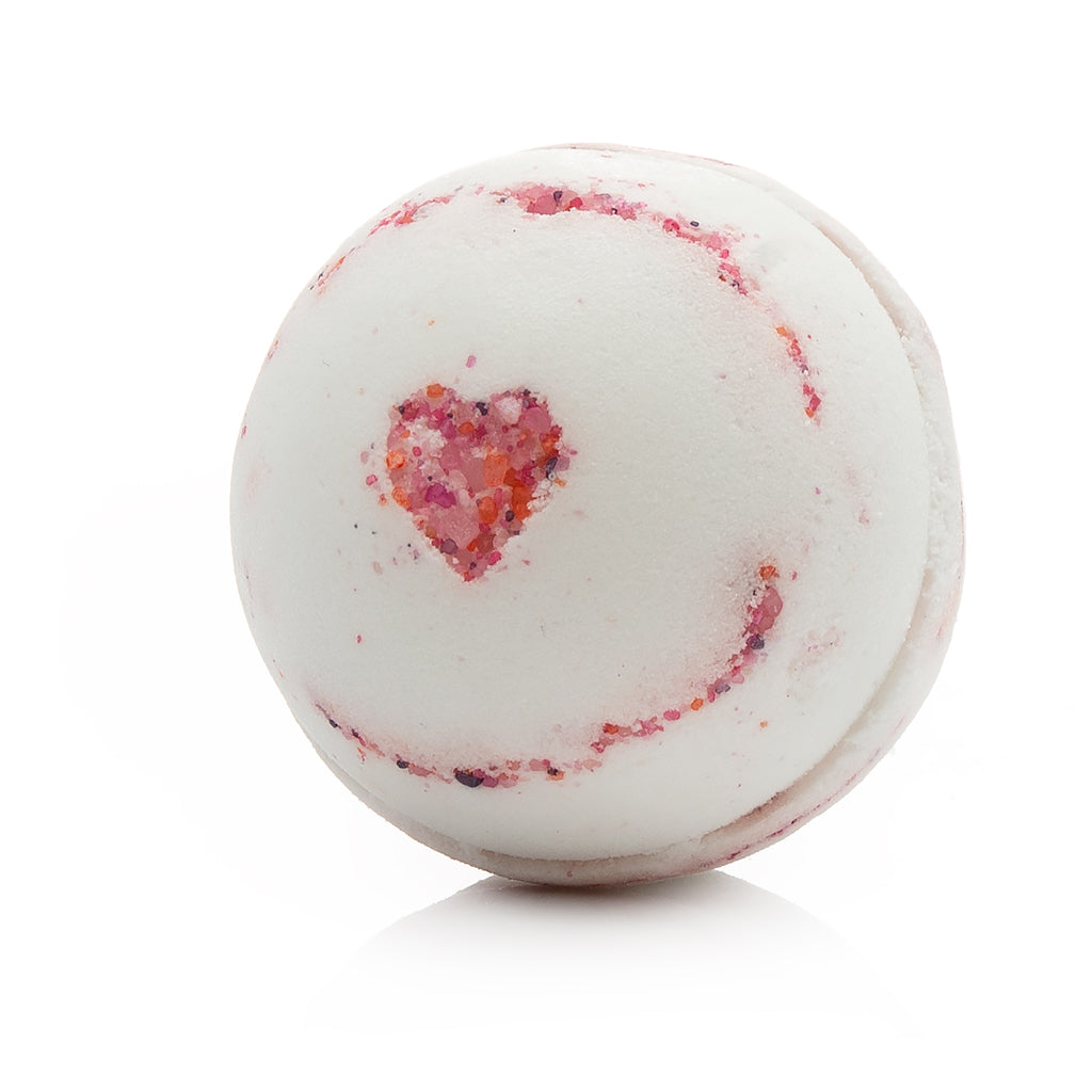 bath bomb, strawberry bath bomb, kaolin clay, grapeseed oil, shower, bath and body, aromatherapy, skin moisturizer, moisturizing, handmade bath bomb, 